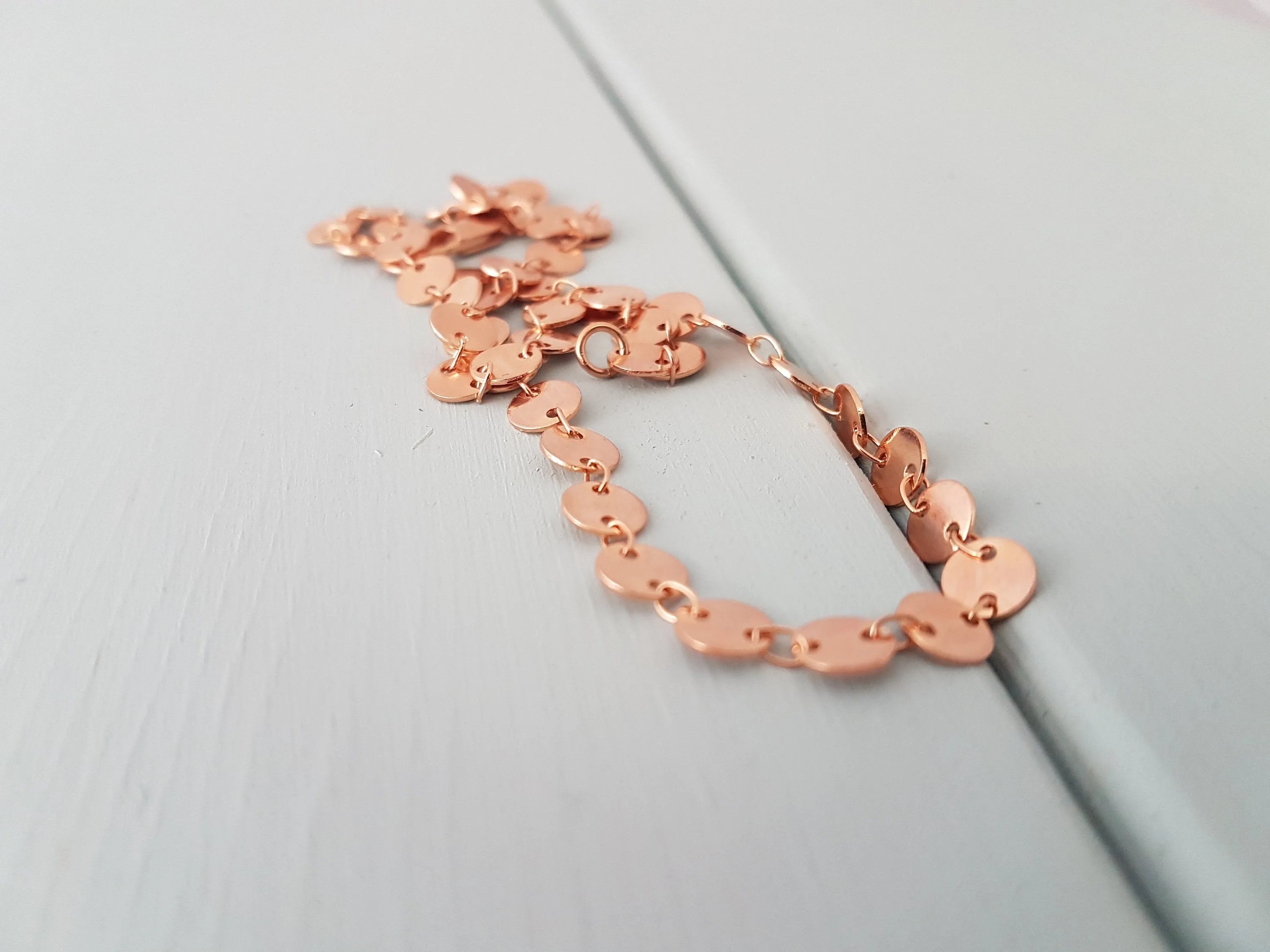 Rose Gold Coin Choker Custom Necklace Rose Gold Small Circle Choker Chain Layering Necklace in Rosegold Disc Chain Boho Jewelry Beach