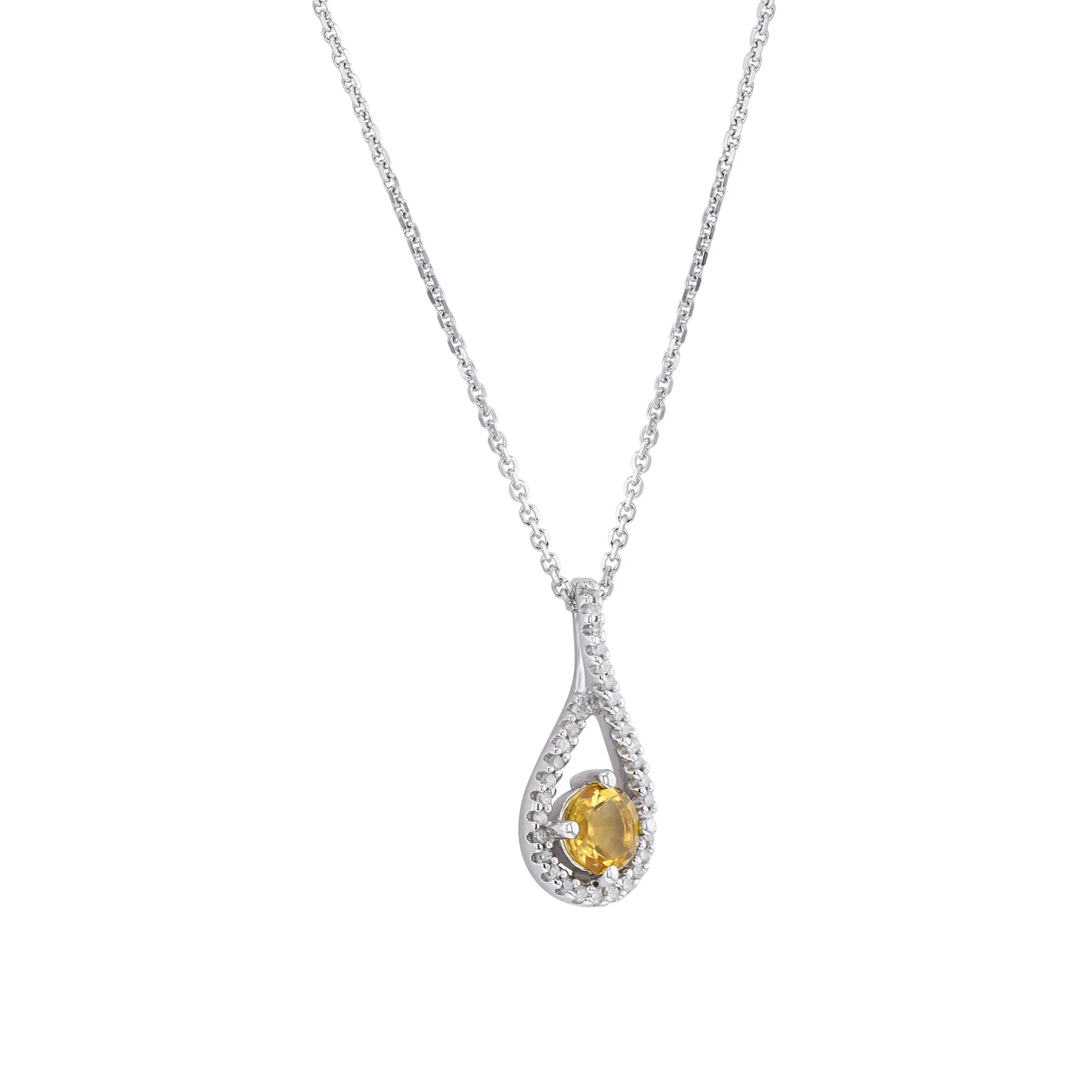 Silver Limitless Citrine & Diamond Necklace