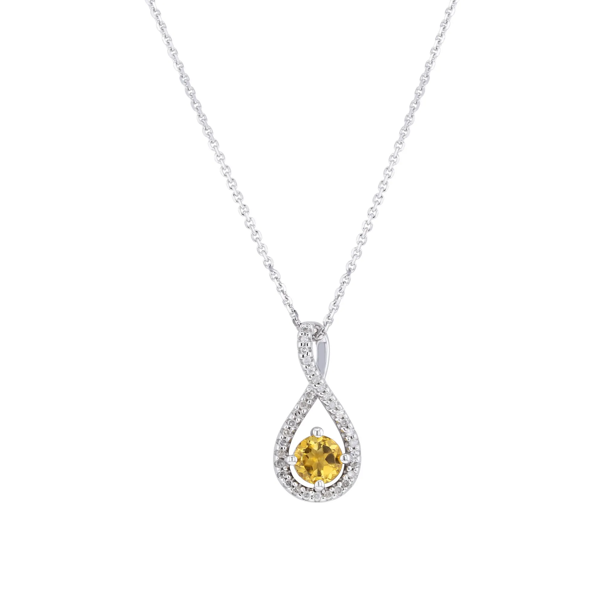 Silver Limitless Citrine & Diamond Necklace