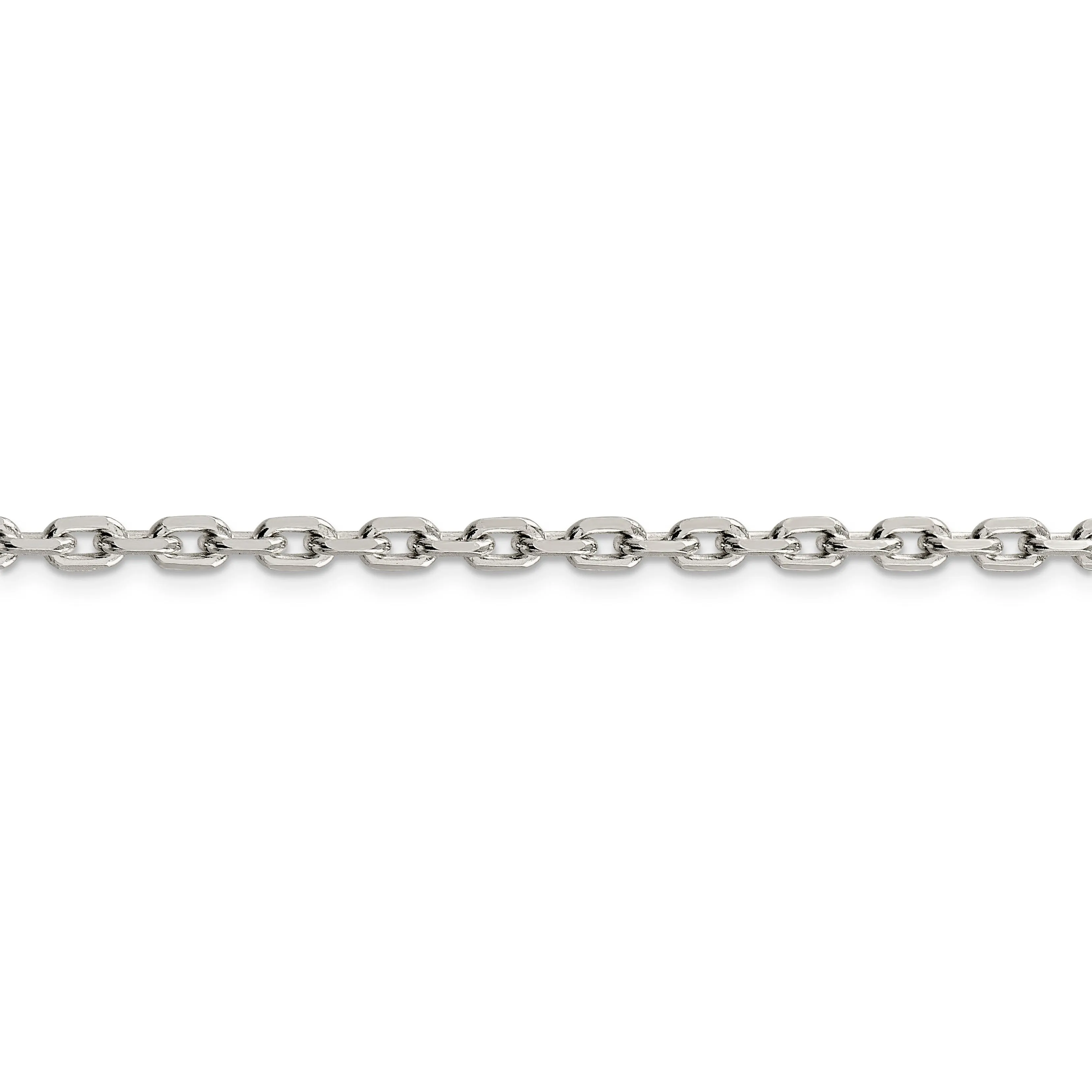 Silver Polished 3.95mm Beveled Oval Cable Chain