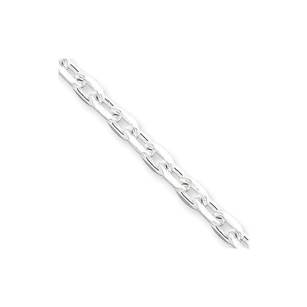 Silver Polished 3.95mm Beveled Oval Cable Chain