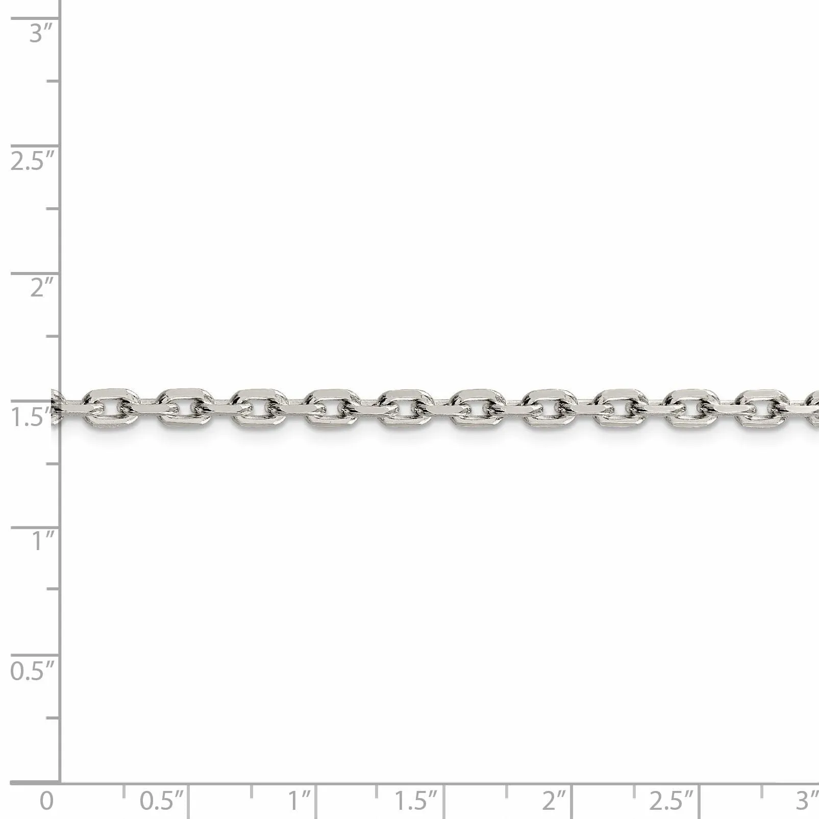 Silver Polished 3.95mm Beveled Oval Cable Chain