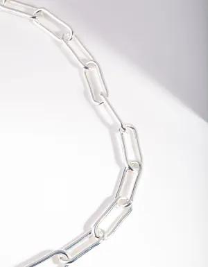 Silver Rectangle Chain Link Necklace