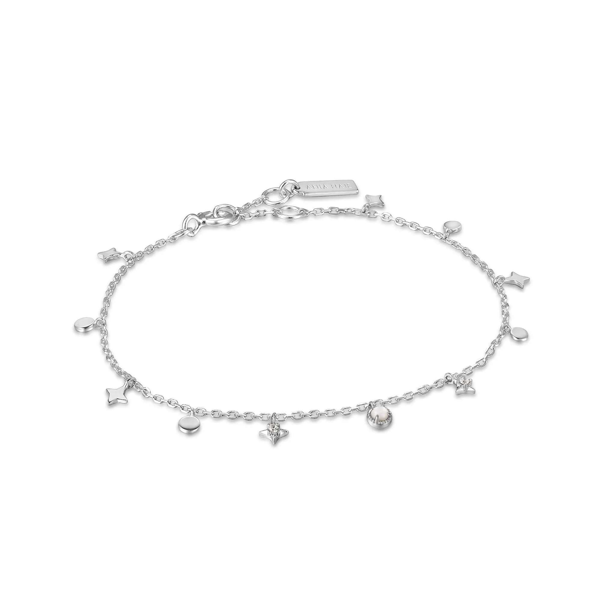 Silver Star Mother of Pearl Drop Anklet