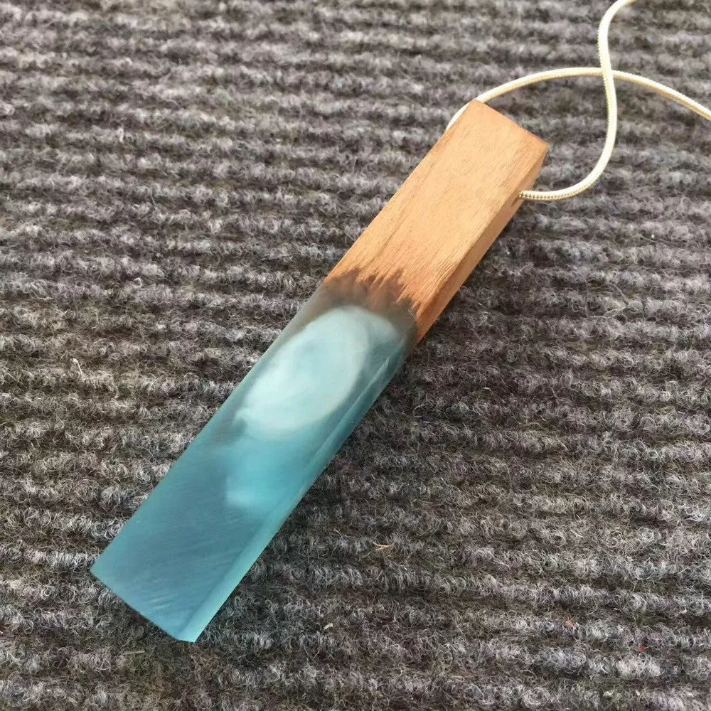 Simple Handmade Resin Wood Pendant Necklace Gift Jewelry