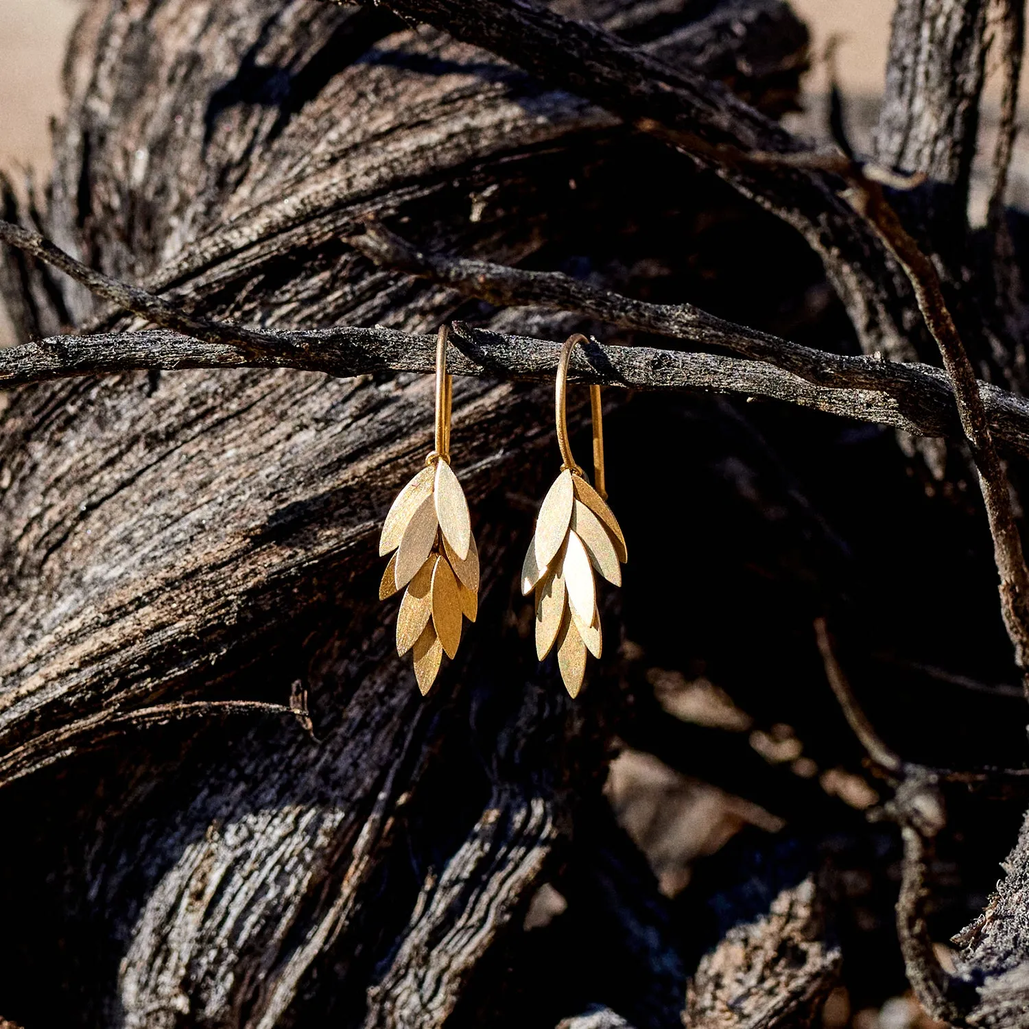 Small Golden Leaf Earrings