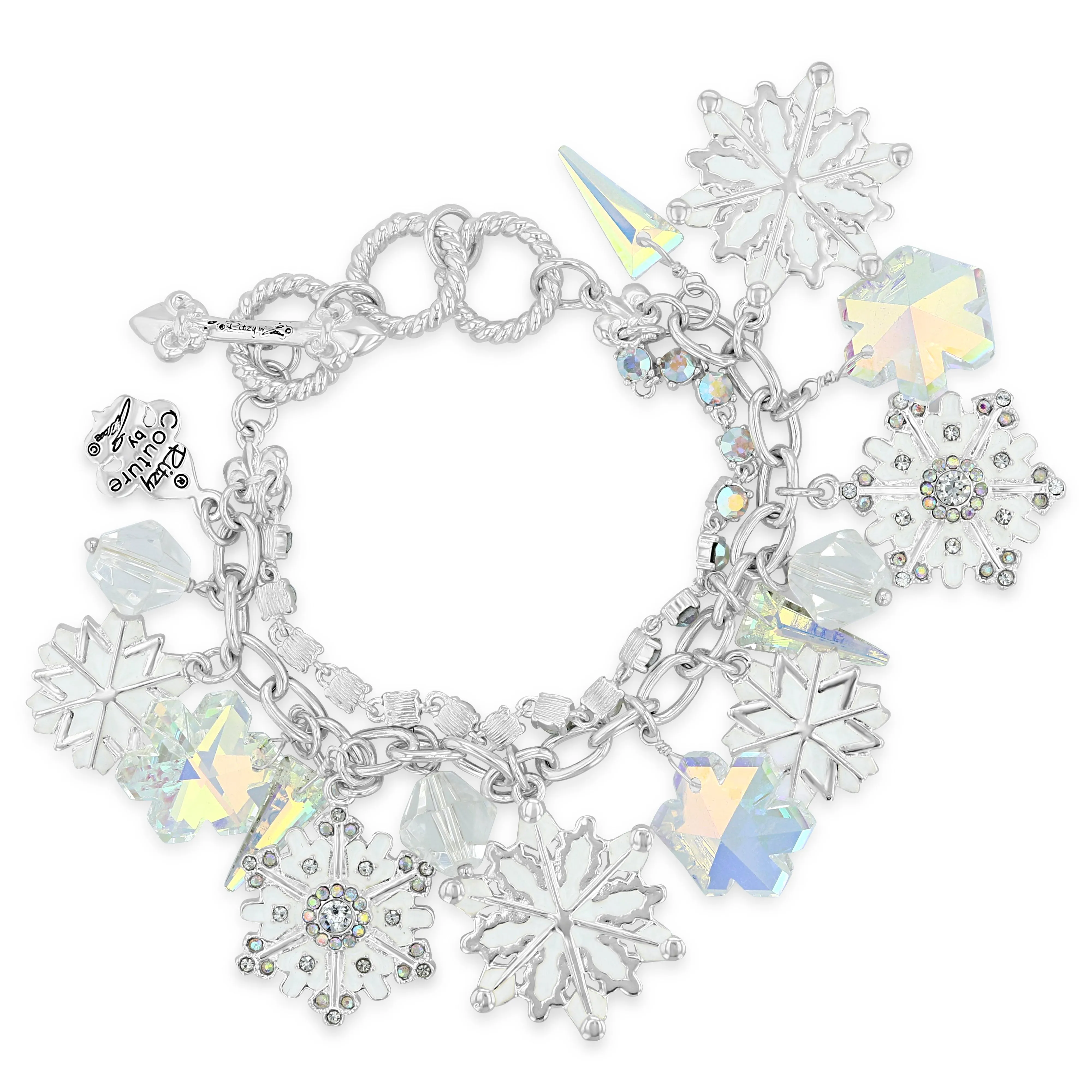 Snow Crystal AB Two Strand Bracelet by Ritzy Couture DeLuxe - Fine Silver Plate