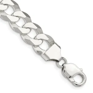 Sterling Silver 13mm Beveled Curb Chain Bracelet