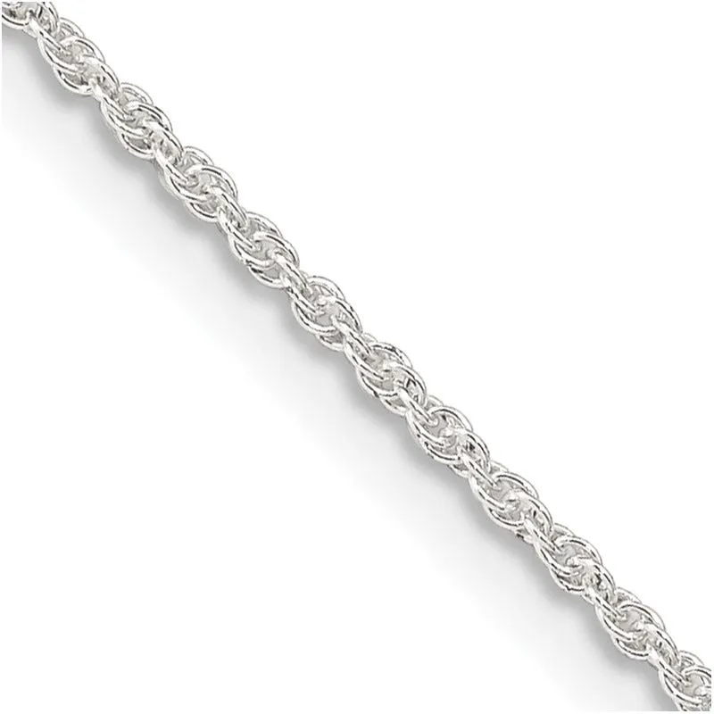 Sterling Silver 1.3mm Loose Rope Chain Necklace w/2in ext.