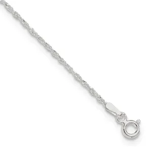 Sterling Silver 1.3mm Singapore 9in Plus 1in ext. Chain Anklet