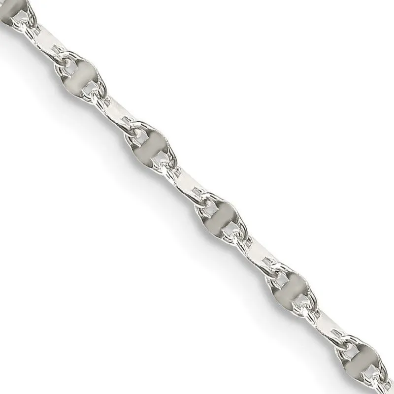 Sterling Silver 2.25mm Fancy Wave Flat Link Chain Necklace