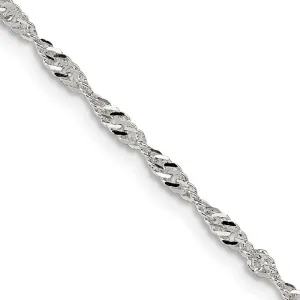 Sterling Silver 2mm Singapore Chain Necklace w/4in ext.