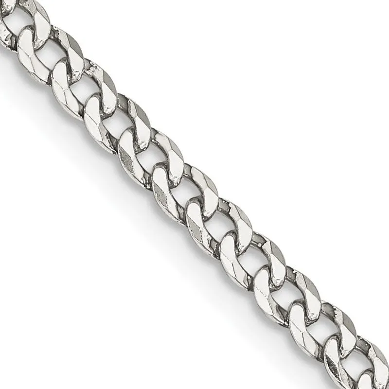 Sterling Silver 3.2mm Beveled Curb Chain Necklace