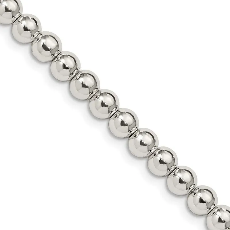 Sterling Silver 5mm Beads on Box Chain Necklace