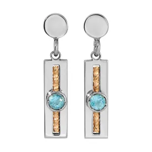 Sterling Silver & Gold Plated Blue Topaz Soprano Earrings