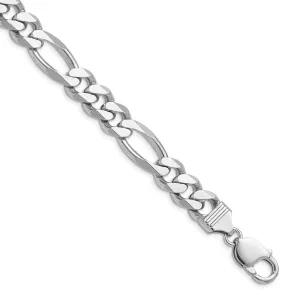 Sterling Silver Rhodium-plated 10.2mm Figaro Chain Bracelet