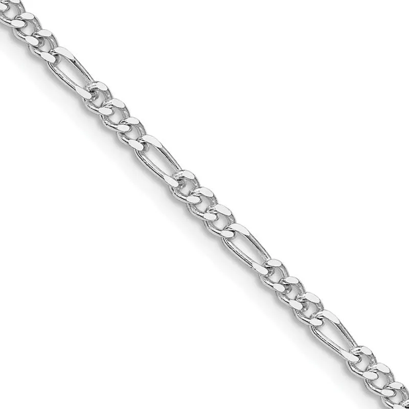 Sterling Silver Rhodium-plated 2.5mm Figaro Chain Necklace