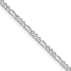 Sterling Silver Rhodium-plated 2.5mm Figaro Chain Necklace