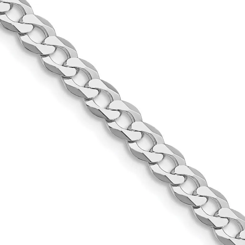 Sterling Silver Rhodium-plated 4.5mm Flat Curb Chain Necklace