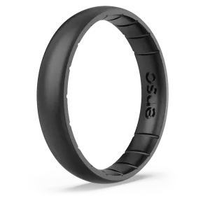 Thin Elements Black Pearl Silicone Ring (size 6)