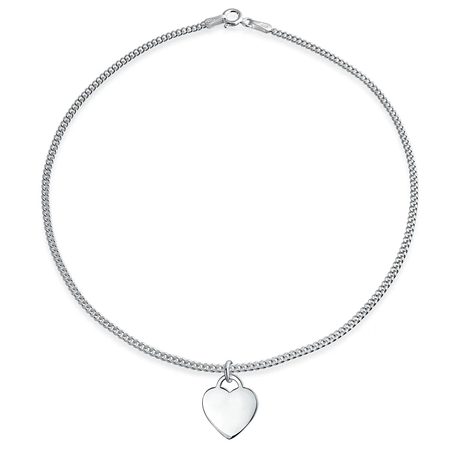 Tiny Minimalist ABC Heart Initial Anklet Ankle Bracelet Sterling Silver 9-10 Inch