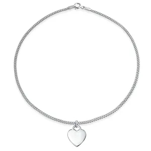 Tiny Minimalist ABC Heart Initial Anklet Ankle Bracelet Sterling Silver 9-10 Inch