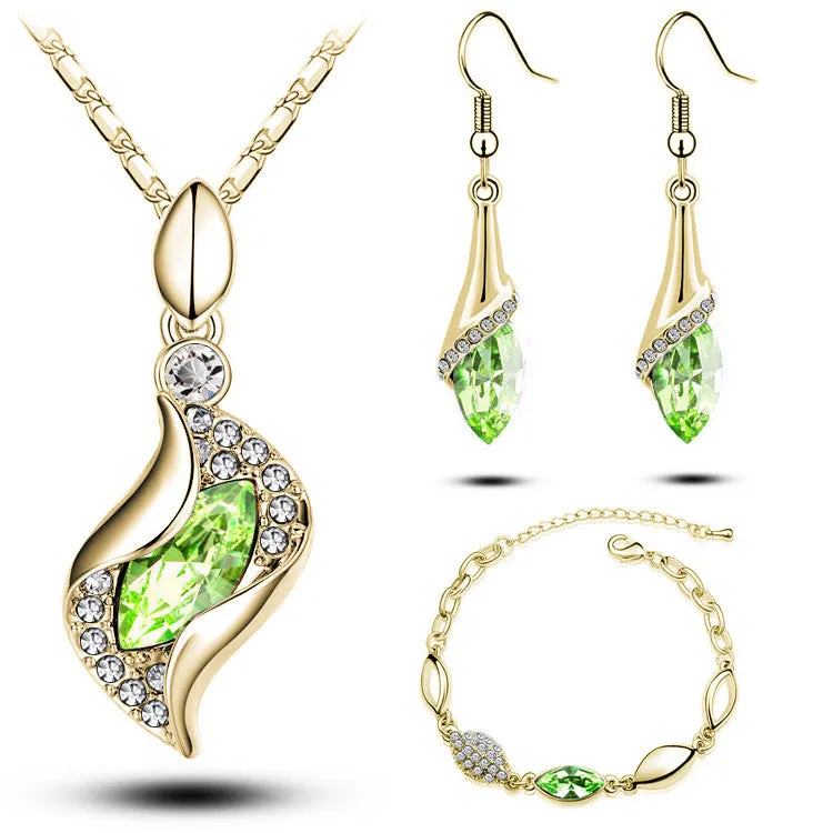 Top Quality Elegant luxury design new fashion 18k Rose Gold plated colorful Austrian crystal drop jewelry sets women gift