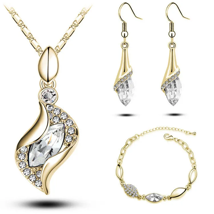 Top Quality Elegant luxury design new fashion 18k Rose Gold plated colorful Austrian crystal drop jewelry sets women gift