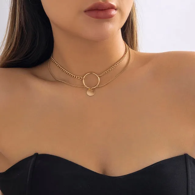 Trendy Gold Color Petals Shape Neck Chain Choker Necklace for Women