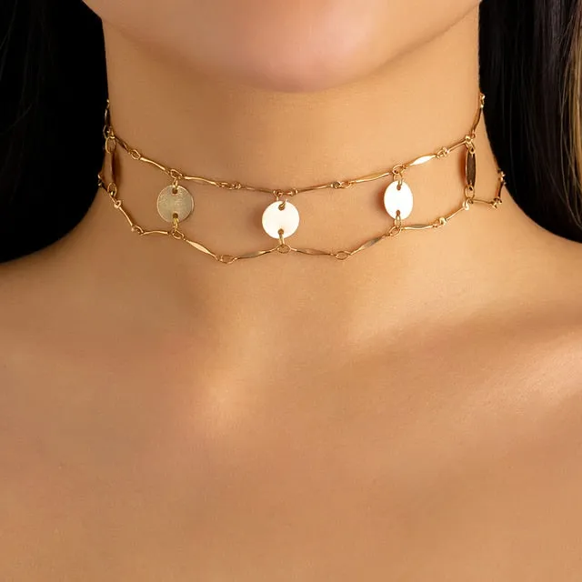 Trendy Gold Color Petals Shape Neck Chain Choker Necklace for Women