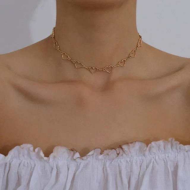 Trendy Gold Color Petals Shape Neck Chain Choker Necklace for Women