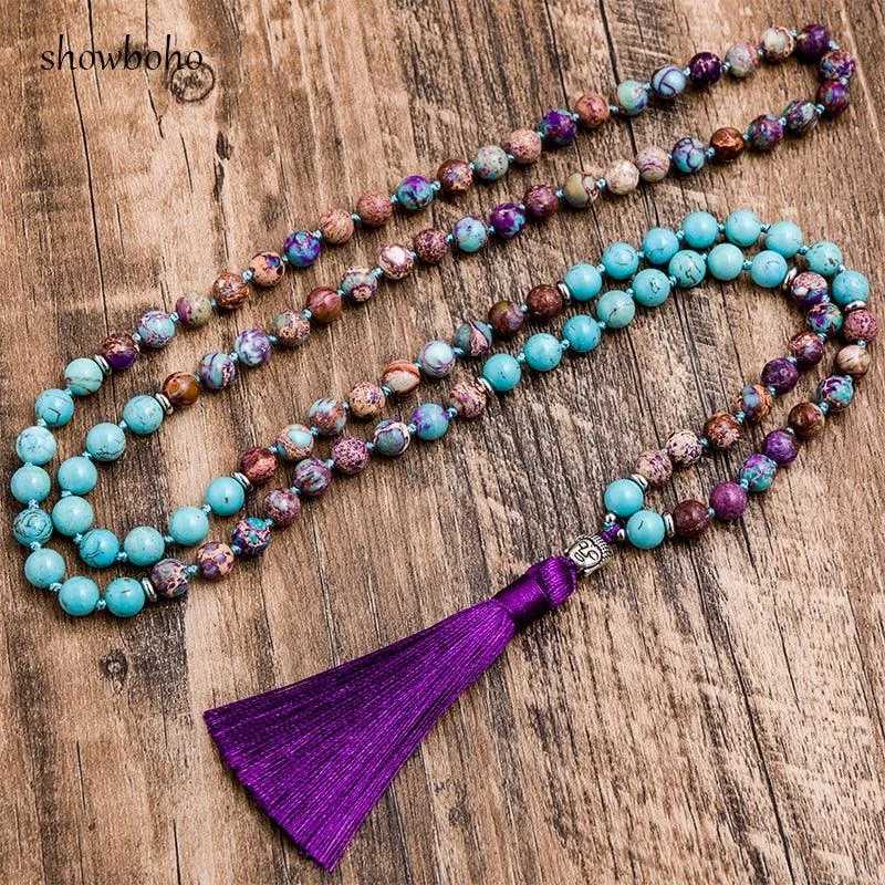 Turquoise Violet Beaded Necklace