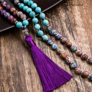 Turquoise Violet Beaded Necklace