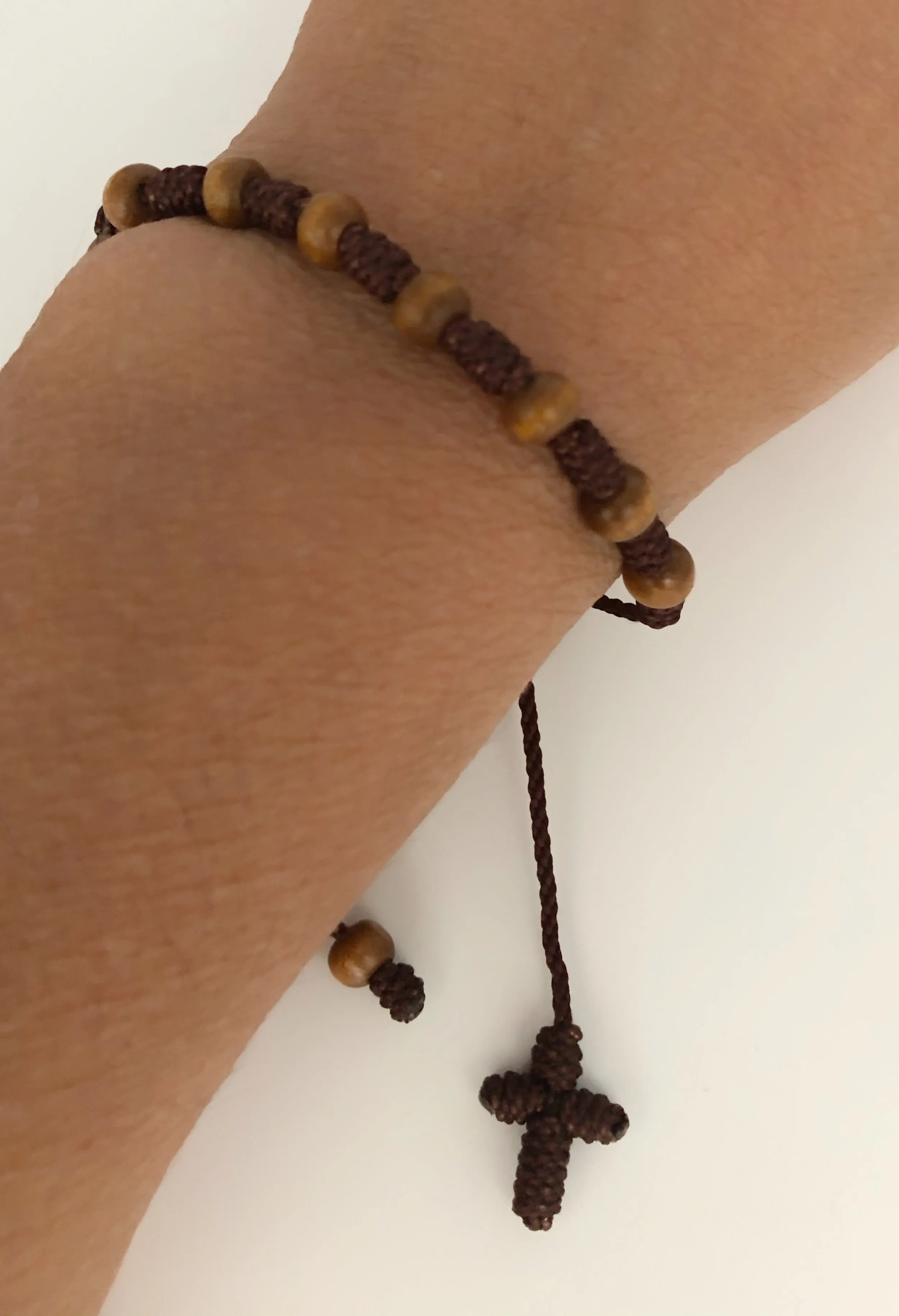 Unisex Rosary Bracelet Wood Beaded Decade