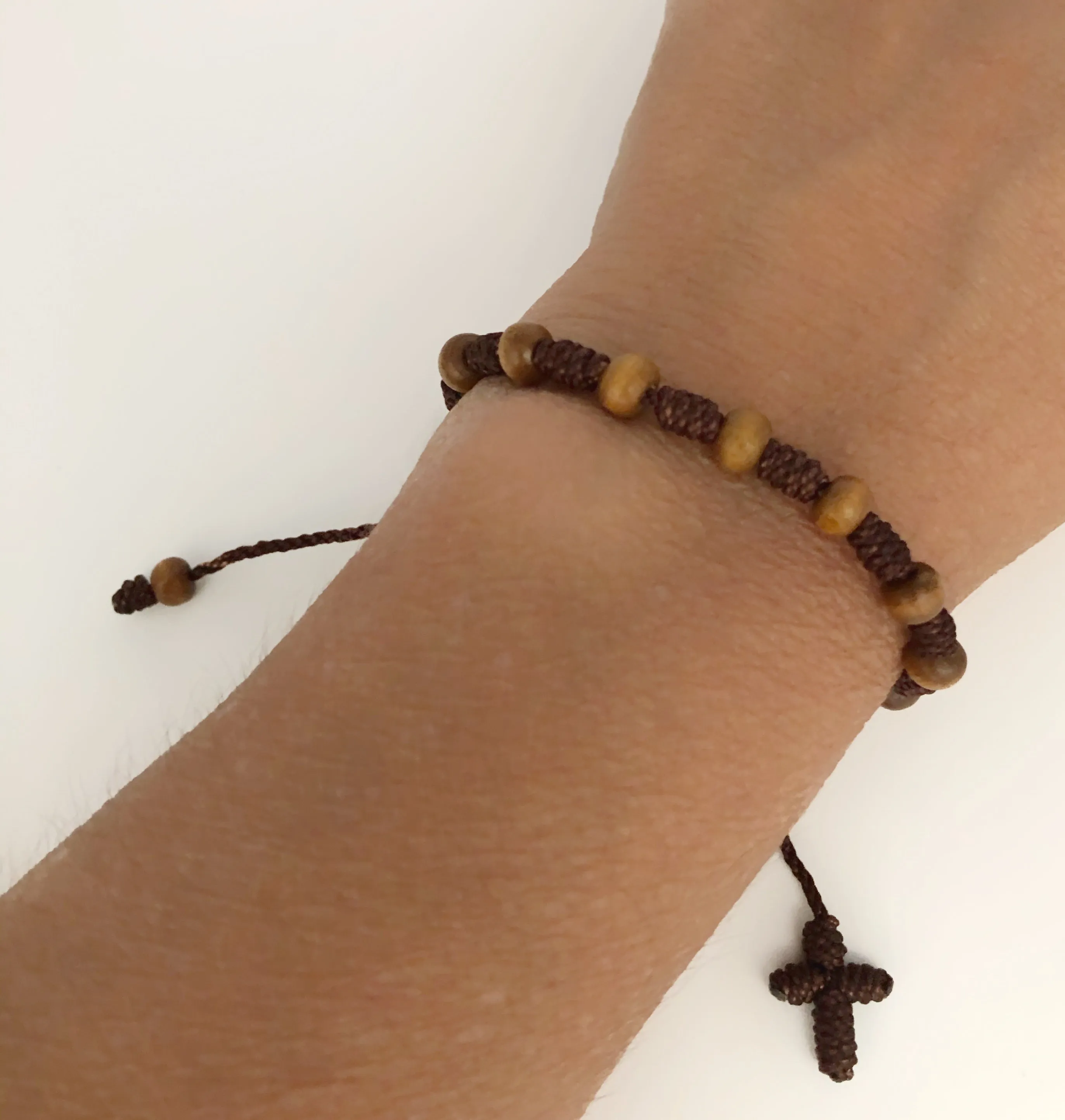 Unisex Rosary Bracelet Wood Beaded Decade