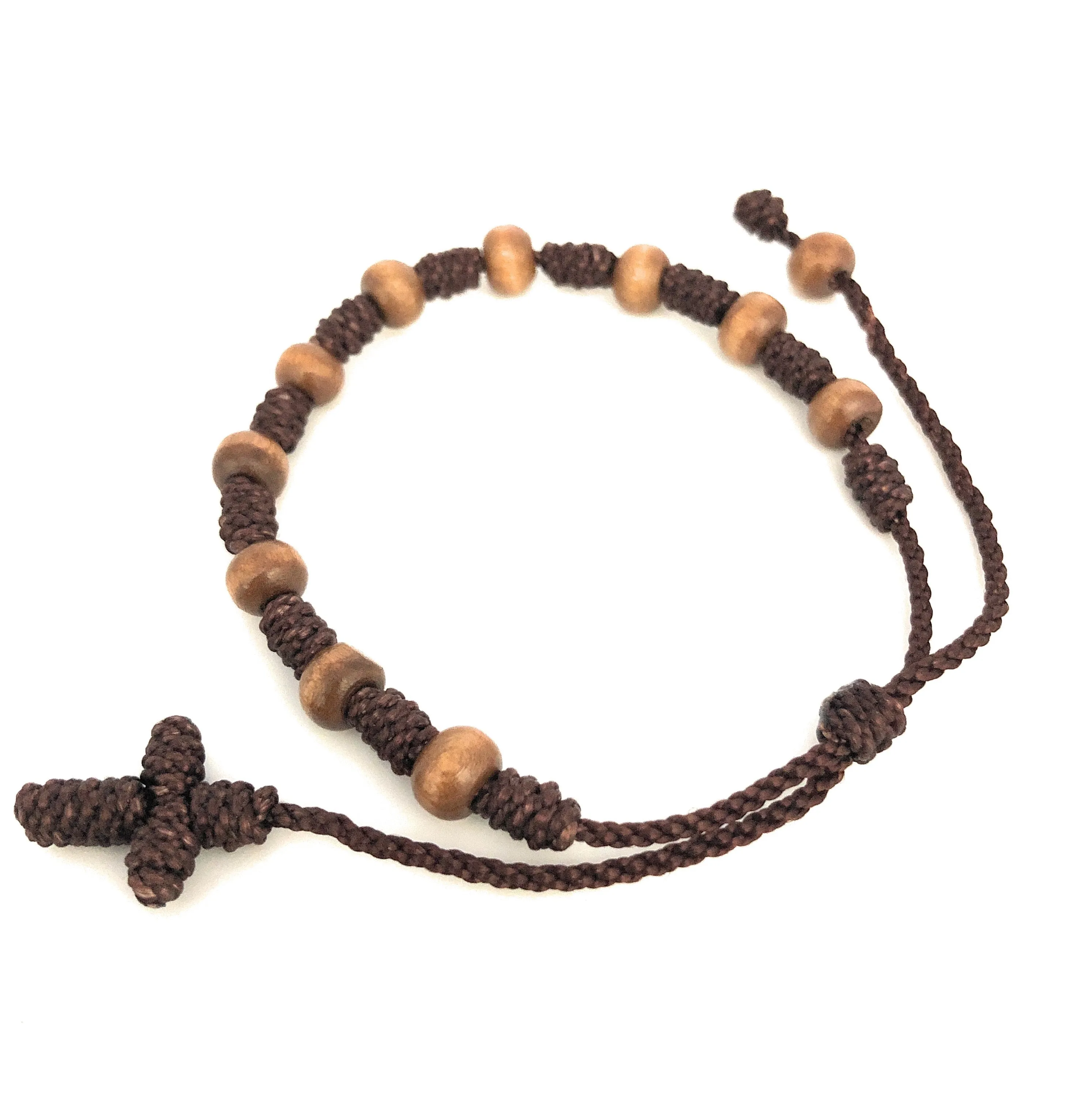 Unisex Rosary Bracelet Wood Beaded Decade