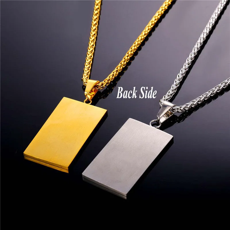 US National Flag Pendant Necklace American Fashion Jewelry Stainless Steel/Gold Plated Patriot Necklace For Men Chain