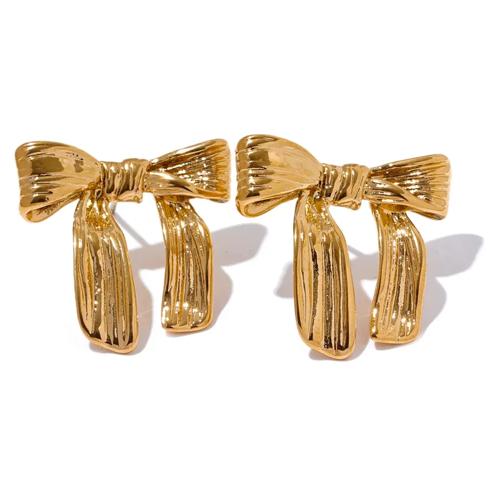 VAIGE Elegant Dual-Tone Bow Earrings in Gold and Silver