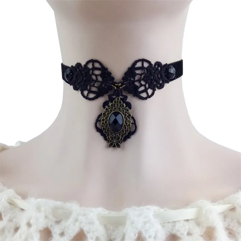 VenusFox YiYaoFa Elegant Rose Choker Necklace for Women Accessories Gothic Party Jewelry Vintage Statement Necklace & Pendant DD-38