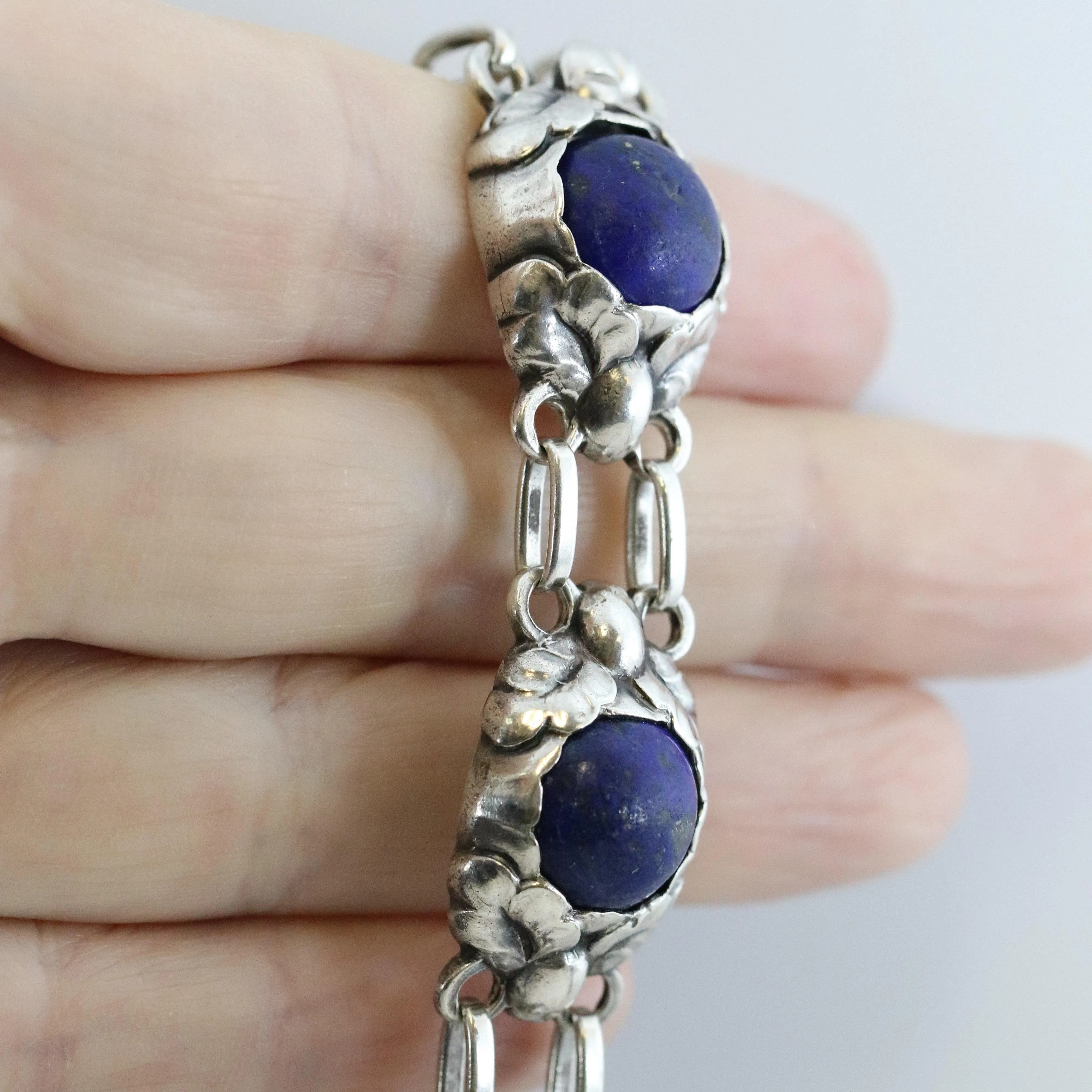 Vintage Georg Jensen Jewelry | Art Nouveau Lapis Lazuli Bracelet 57