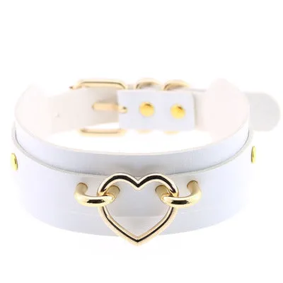 White and Gold Heart Choker