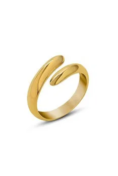 White Curve Twist Gold Plate Ring